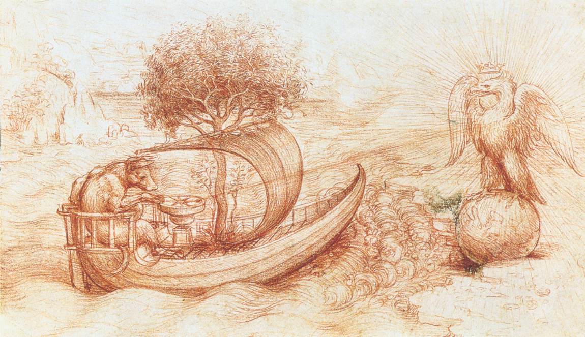 allegory boat wolf eagle river wedding temperament optic Da Vinci [source: http://www.leonardodavinci.net]